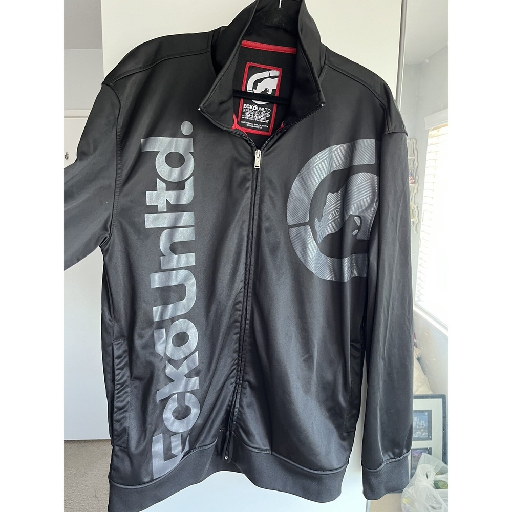 ECKO UNLTD Y2K Streetwear Retro Hip Hop Jacket Men's 2XL Black Full Zip